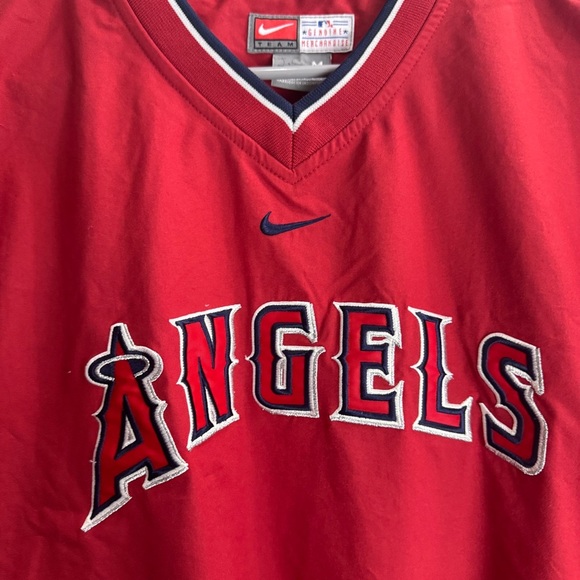 Anaheim Angels Vintage Nike Team Warm Up Pullover Jacket Windbreaker Size Medium - Picture 2 of 9